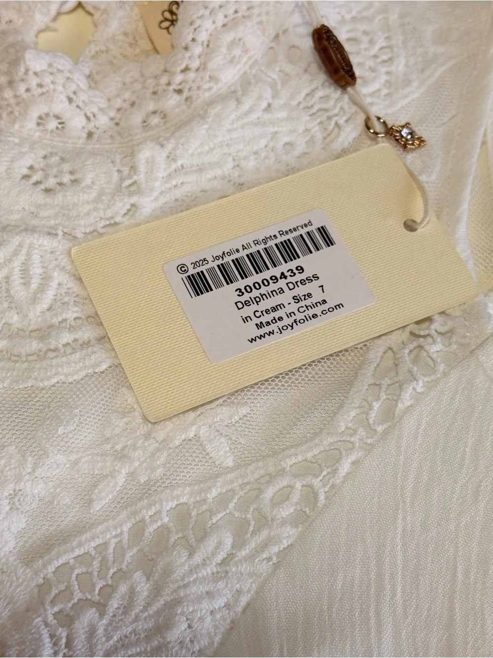 Joyfolie Delphina Dress | Cream | Girls Size 7 | NWT